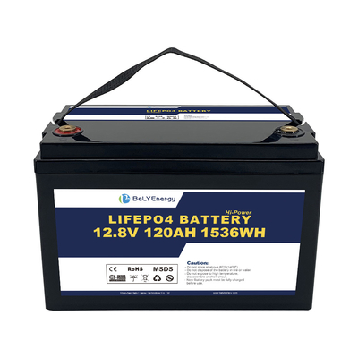 Bateria recarregável Lifepo 12v 120ah 1536 Wh Peso leve para RV Motorhome Camper