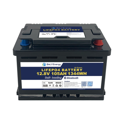 RV LiFePO4 Bateria para armazenamento de energia 12V 105AH com BT e autoaquecimento