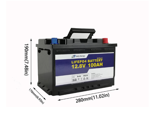 1280Wh 100 bateria do volt Lifepo4 da hora 12 do ampère para o armazenamento das energias solares