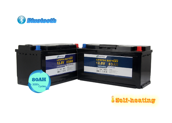 12V 80Ah BT4.0 que aquece o lítio do fosfato do ferro de Marine Lithium Battery Camping Car